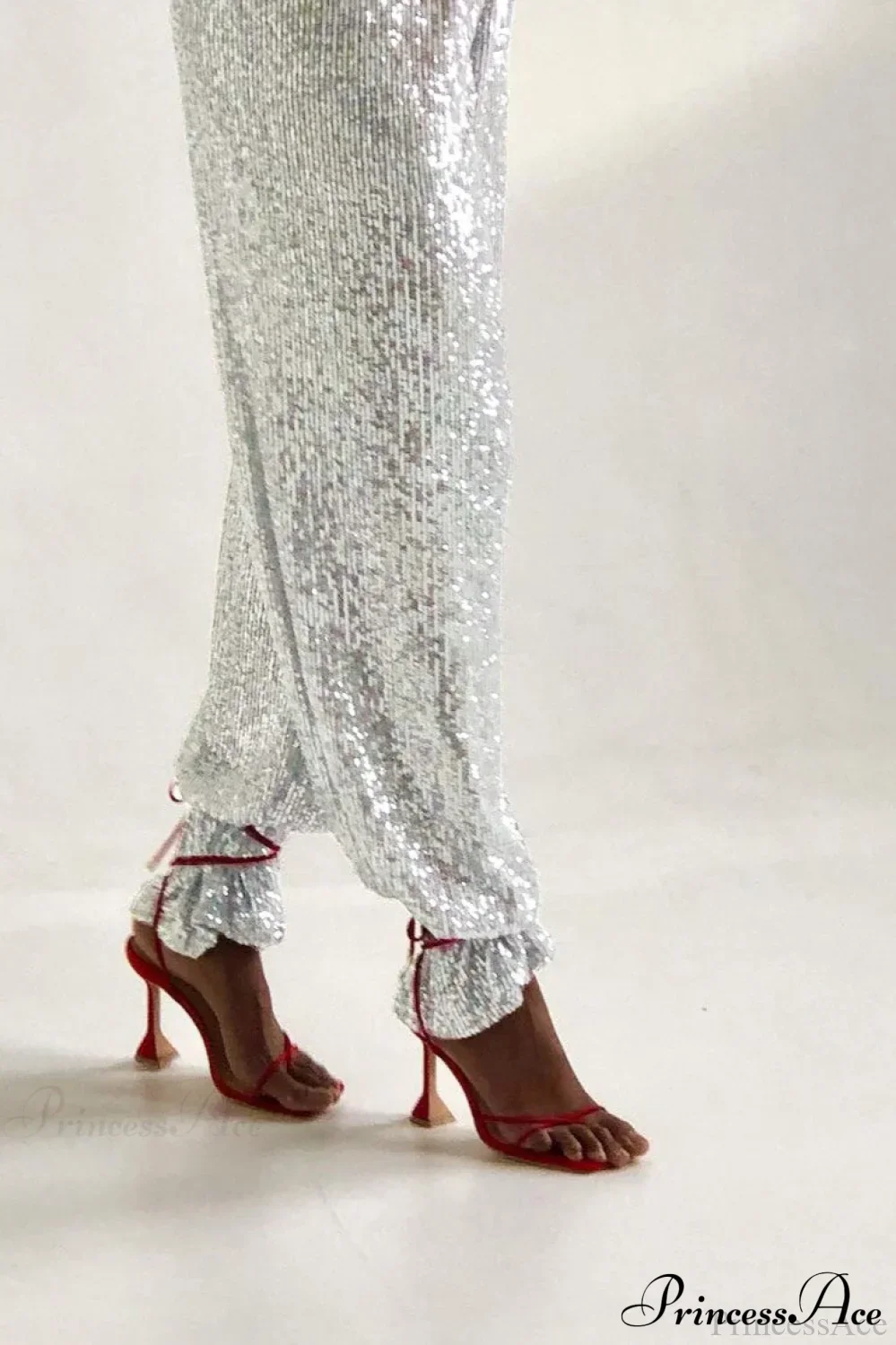 Sequin Slim-Fit Straight Casual Pants - Image 6