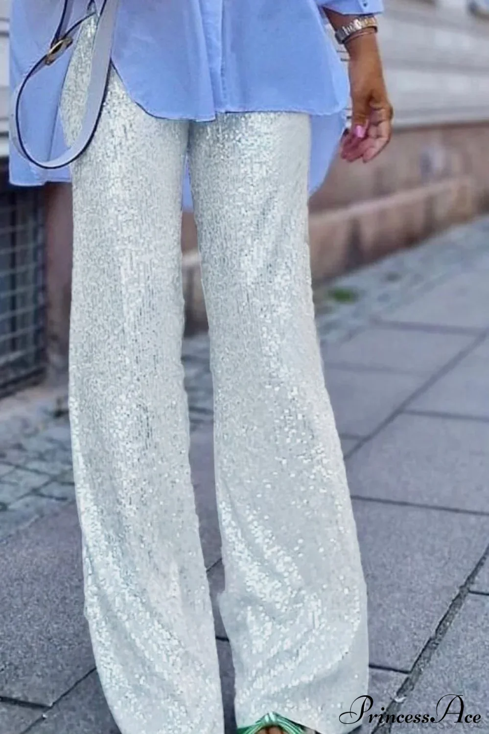 Sequin Slim-Fit Straight Casual Pants - Image 8