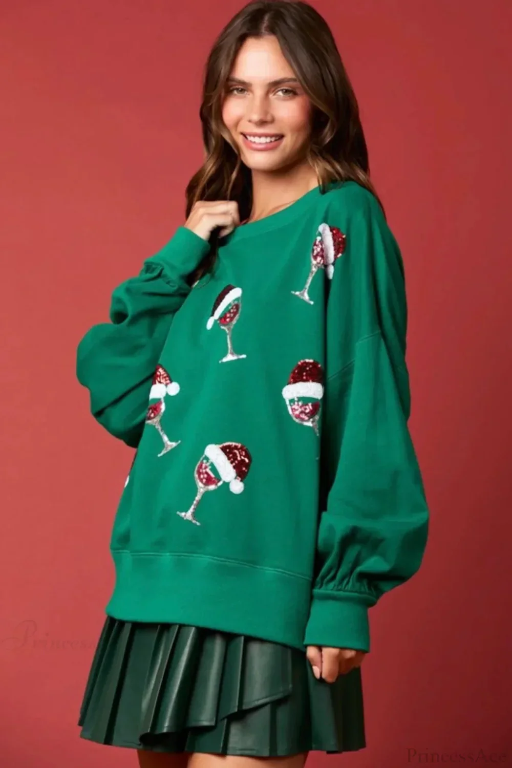 Sequined Crew Neck Pullover Sweatshirt - Image 6