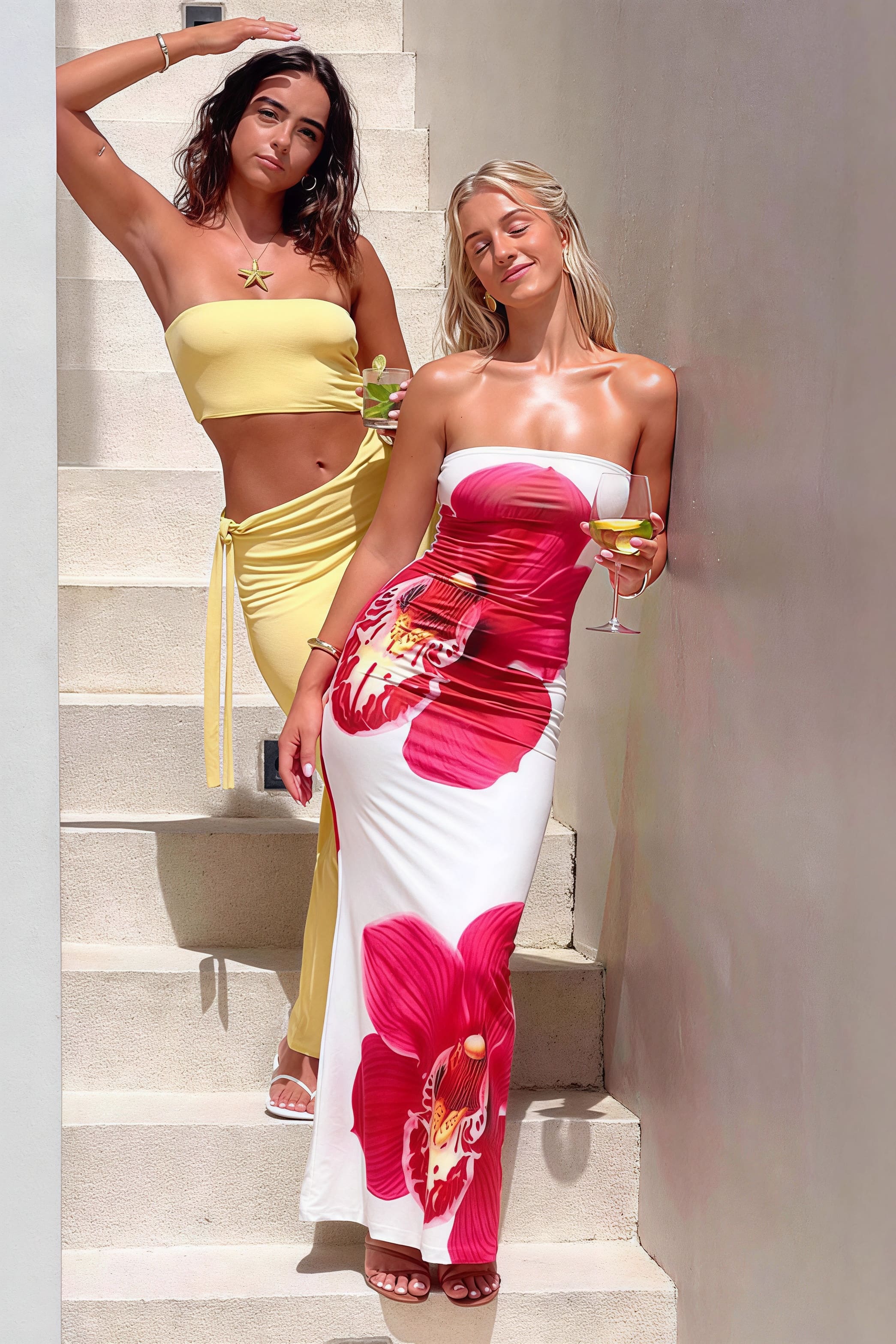 Sexy Bandeau Bodycon Floral Print Maxi Dress - Image 3
