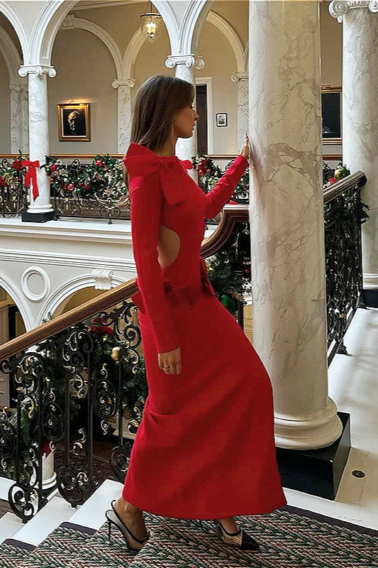 Sexy Bodycon Slit Cut-Out Waist 3D Bow Party Dress - Image 4