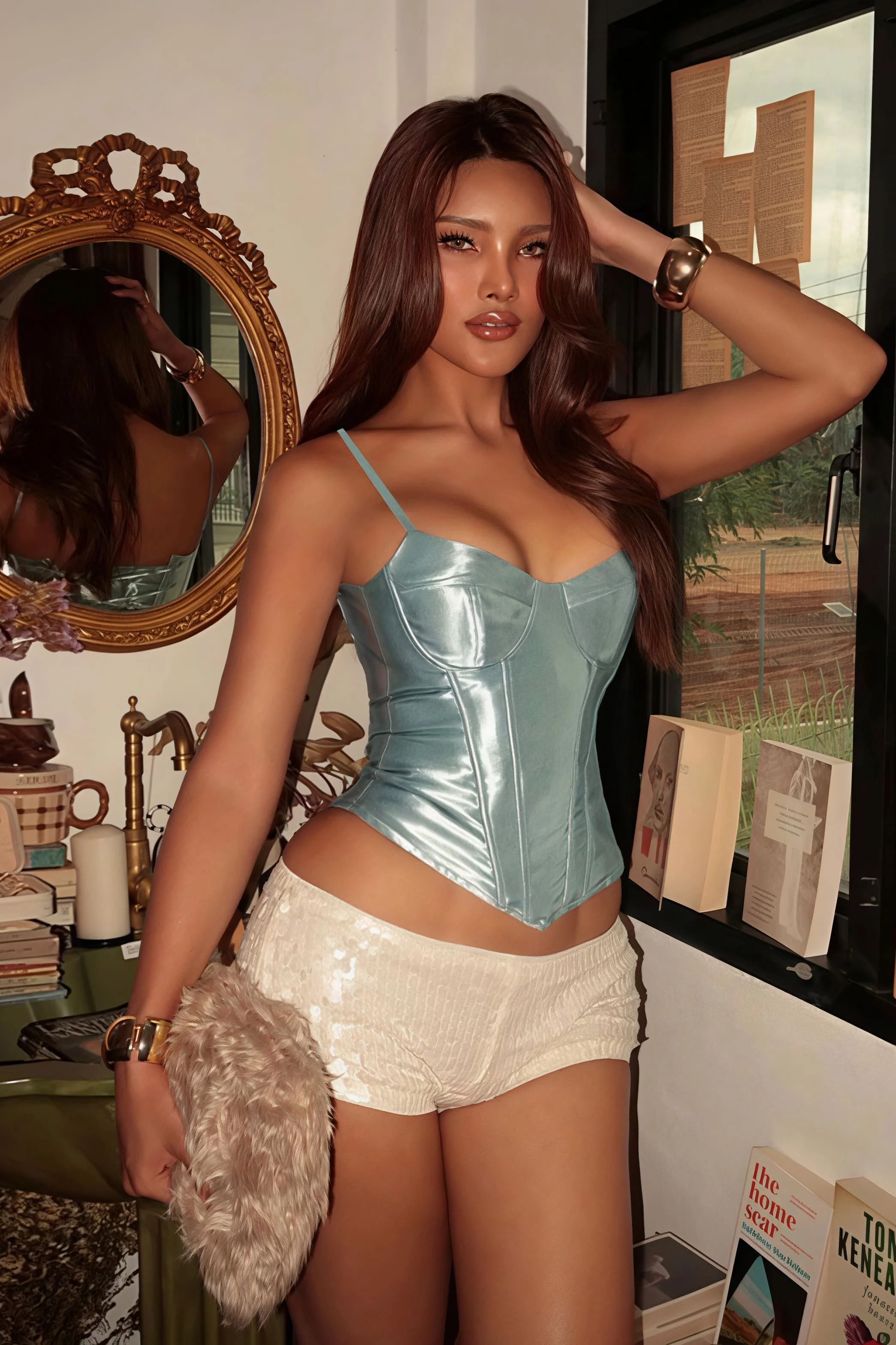 Sexy Boned Waist Cinch Back Tie Padded Cami Top - Image 3