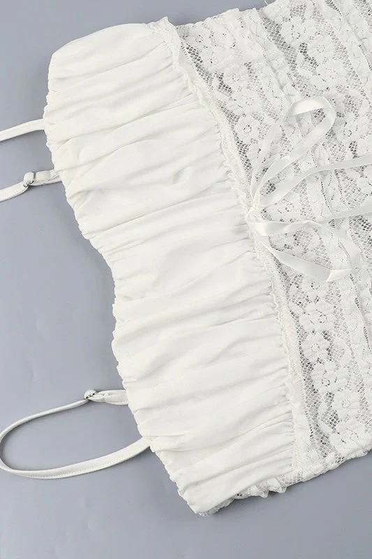 Sexy Bow Ruffle Lace Sheer Cami Top - Image 5