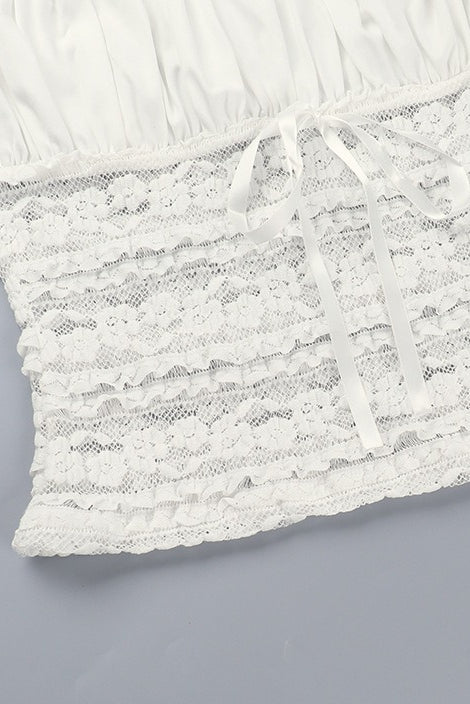 Sexy Bow Ruffle Lace Sheer Cami Top - Image 6