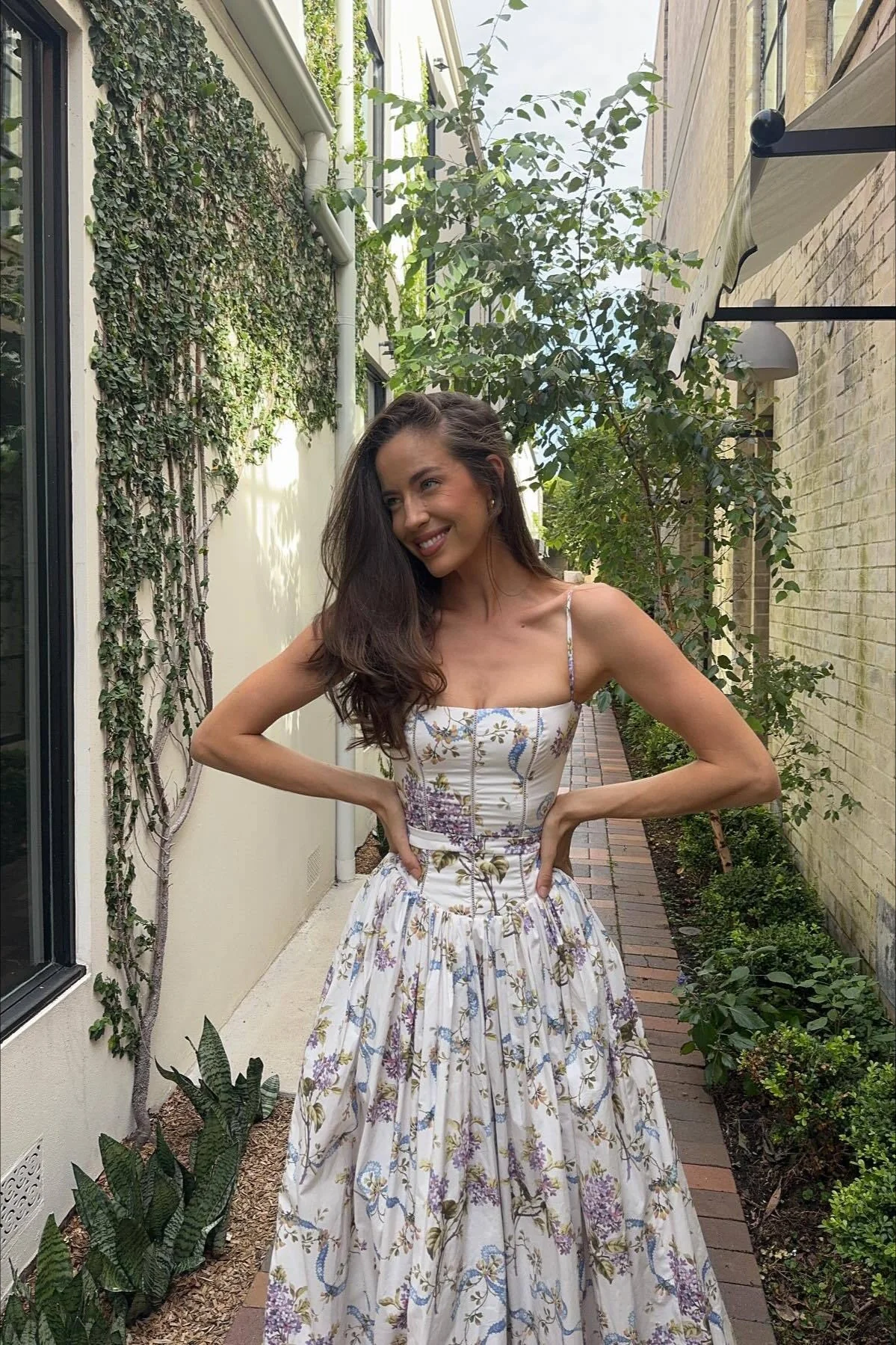 Sexy Cami Fitted Waist Elegant Floral Dress - Image 2