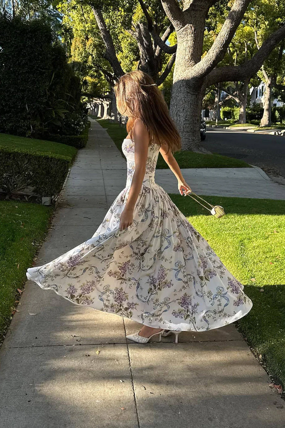 Sexy Cami Fitted Waist Elegant Floral Dress - Image 3