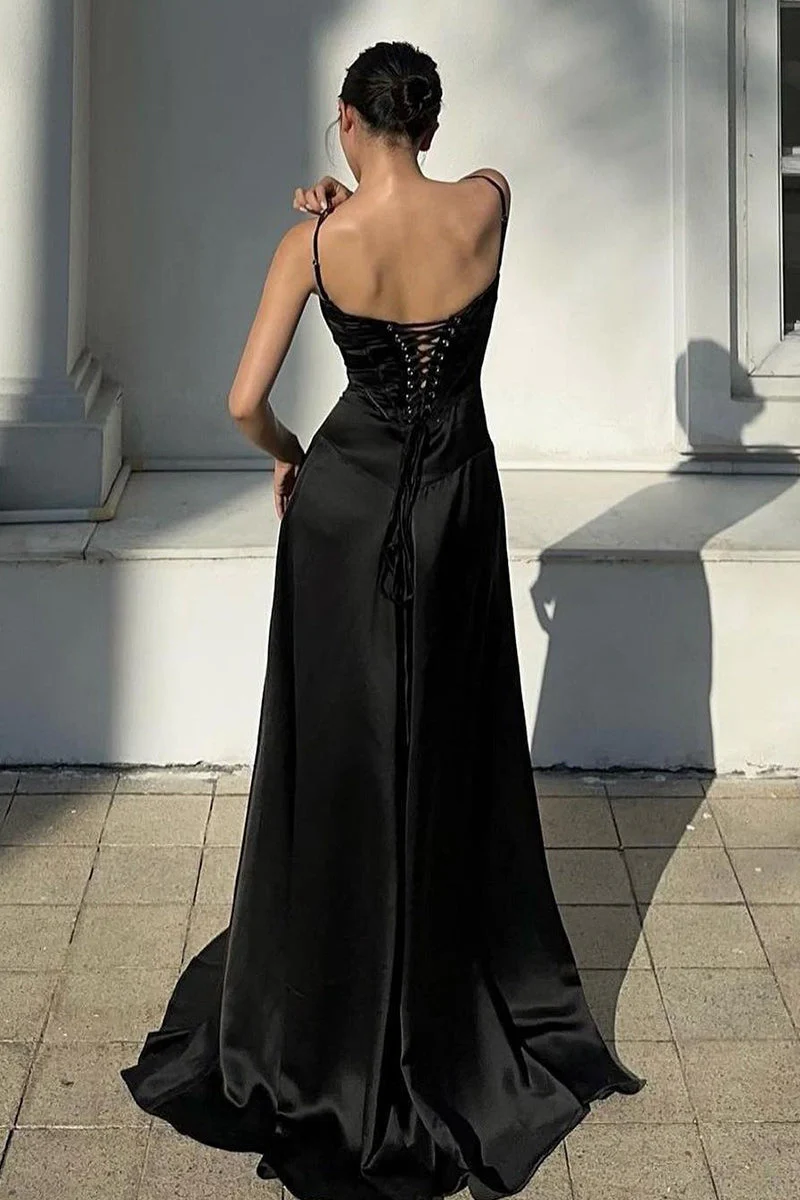 Sexy Cami Slim Fit Back Tie Long Prom Dress - Image 13
