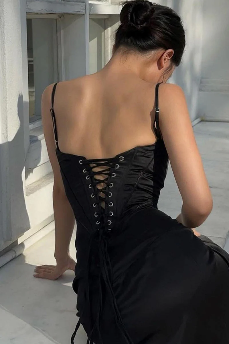 Sexy Cami Slim Fit Back Tie Long Prom Dress - Image 14