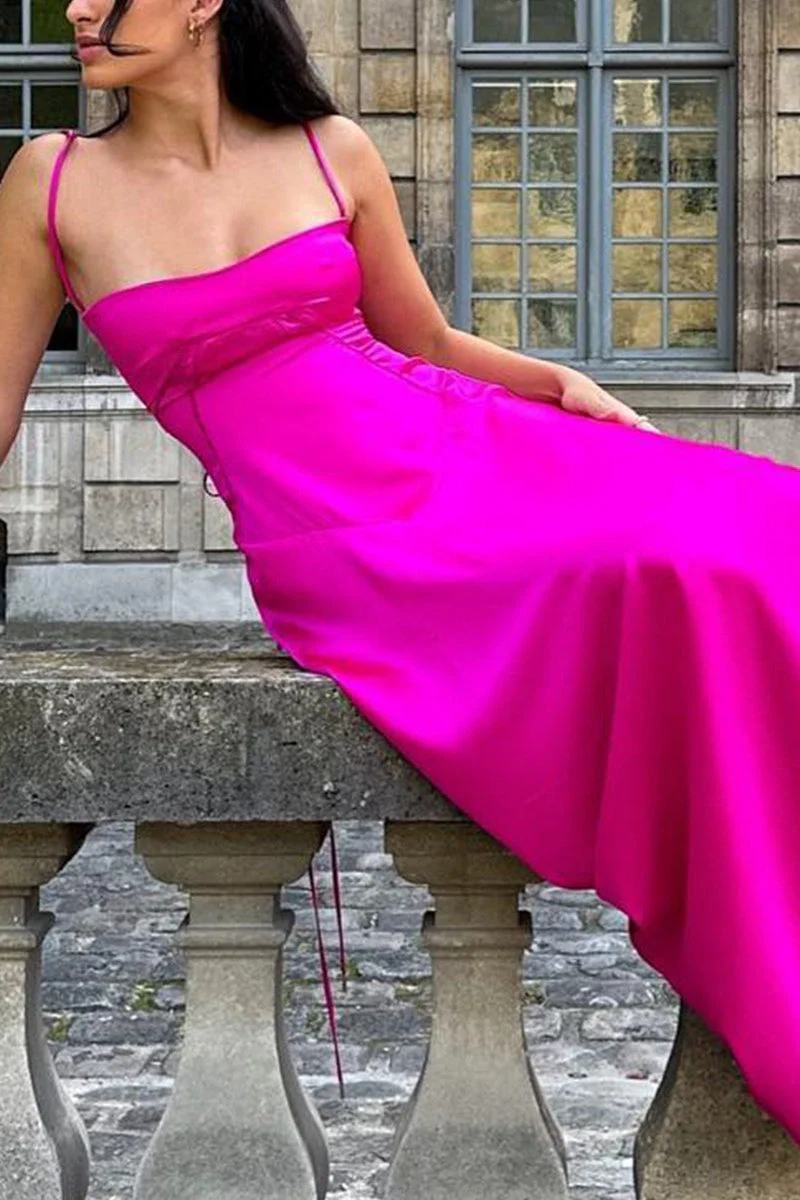 Sexy Cami Slim Fit Back Tie Long Prom Dress - Image 4
