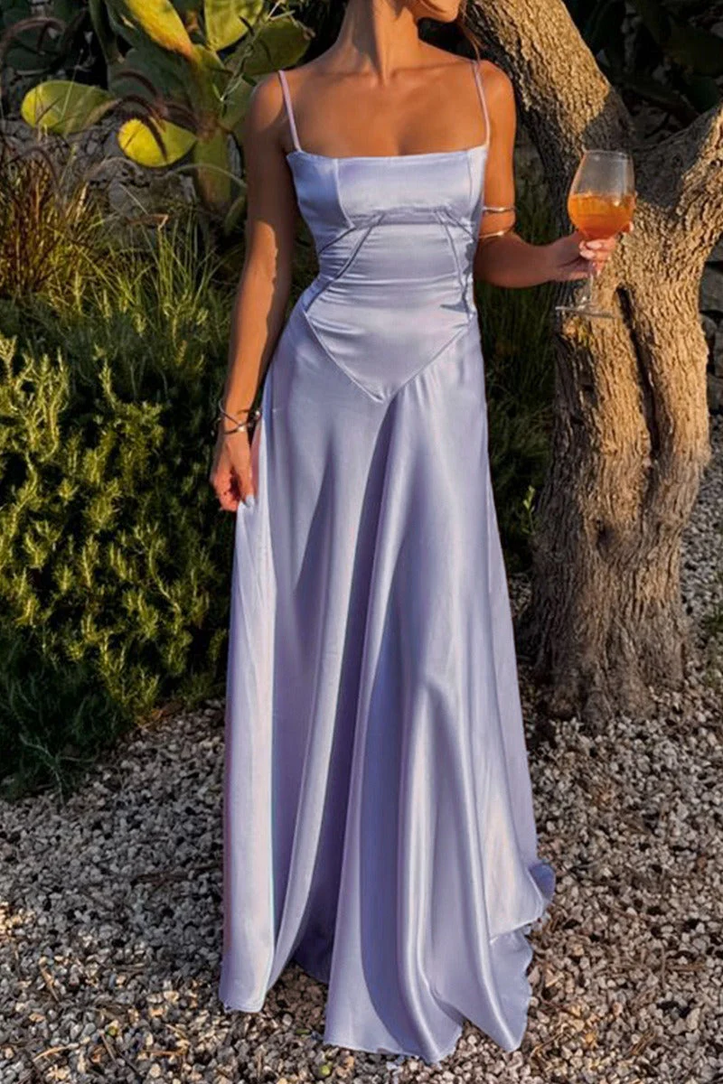 Sexy Cami Slim Fit Back Tie Long Prom Dress - Image 6