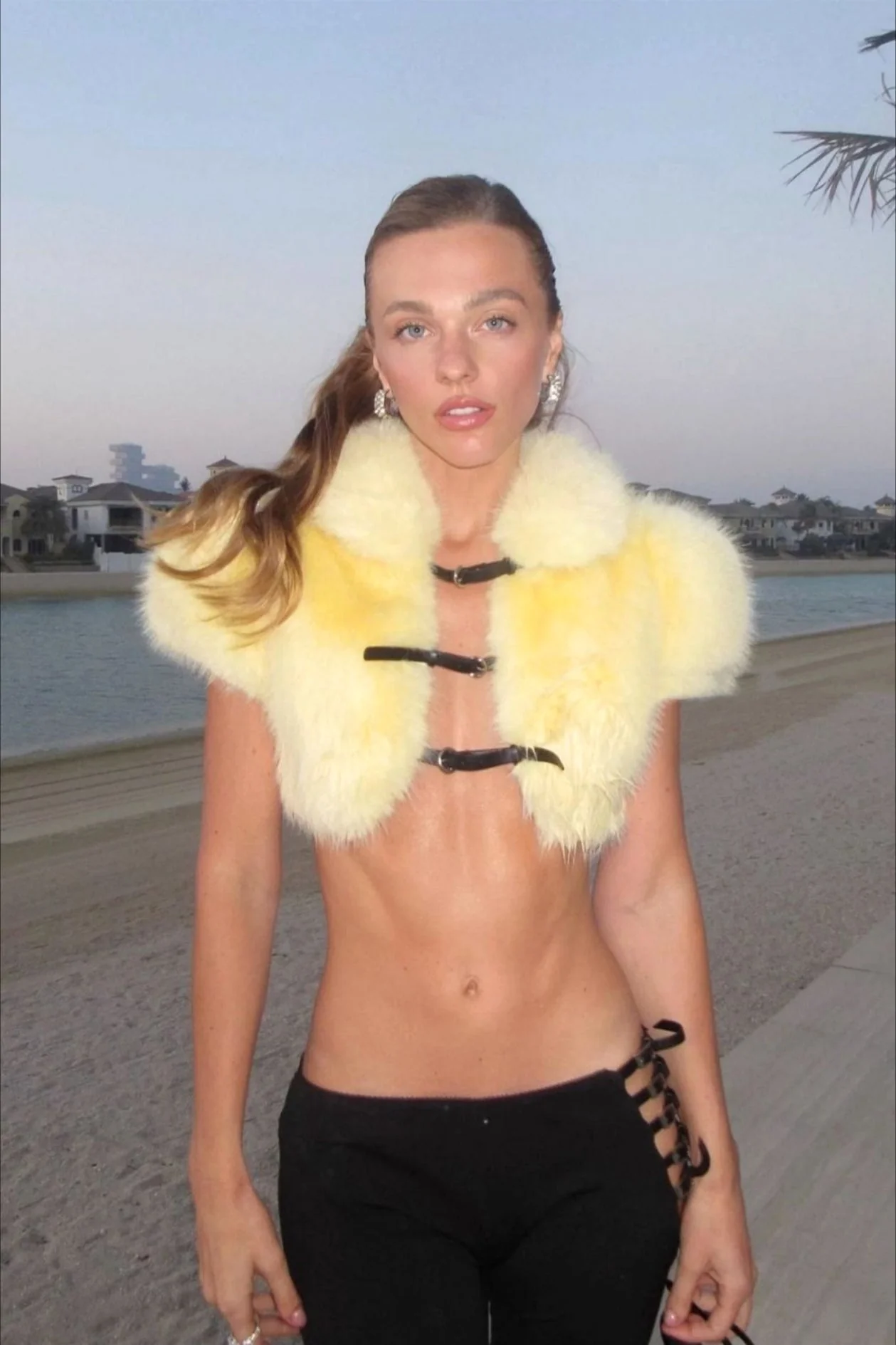 Sexy Cape Design Drawstring Solid Plush Coat - Image 4