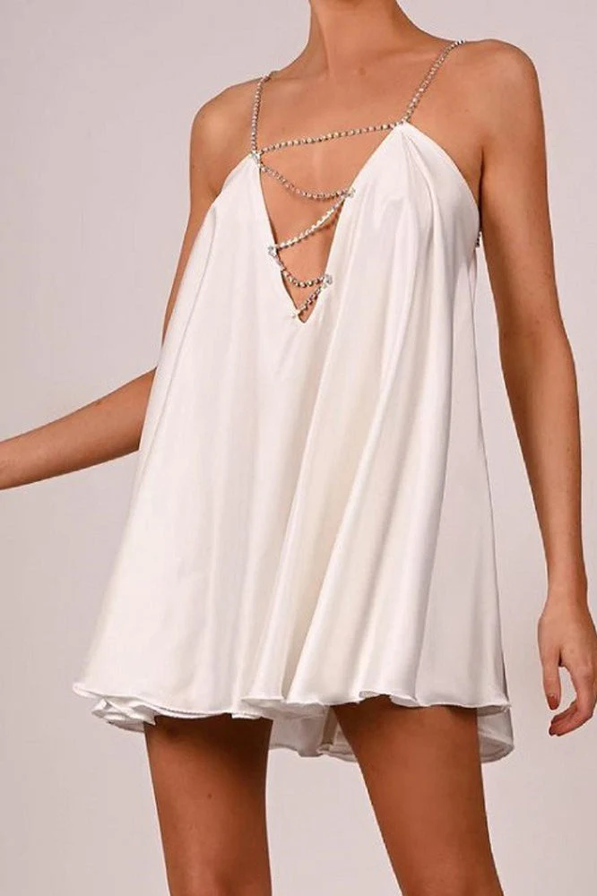 Sexy Chain Deep V Backless Party Dress - Image 9