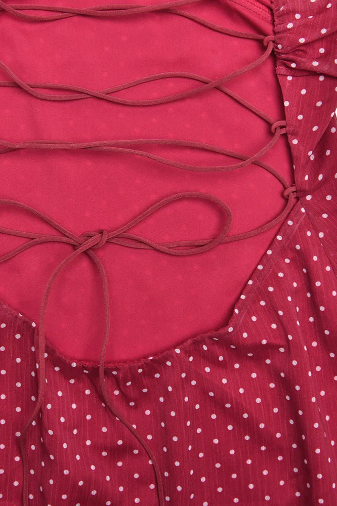 Sexy Chiffon Polka Dot Backless Tie Mini Dress - Image 5