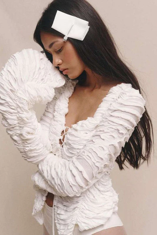 Sexy Cutout Tie-Waist Solid Long-Sleeve Cardigan - Image 3
