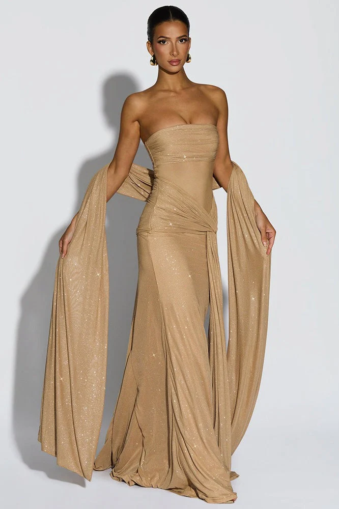 Sexy Elegant Tube Off Shoulder Silver Prom Dress - Image 6