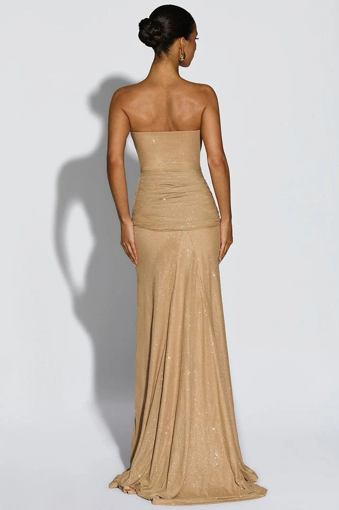 Sexy Elegant Tube Off Shoulder Silver Prom Dress - Image 8