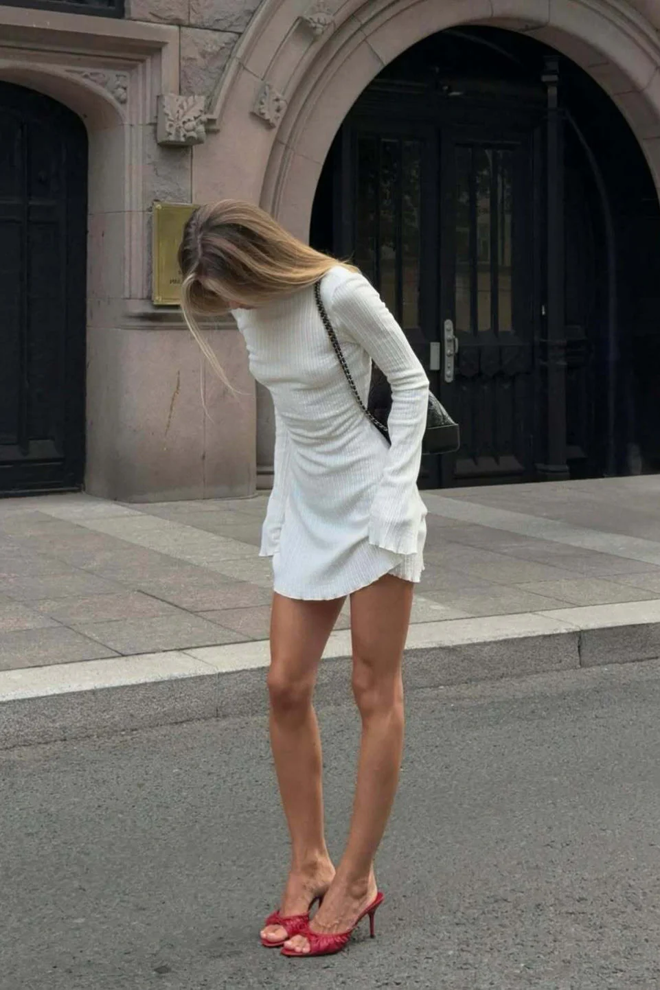 Sexy Fitted V Neck Open Back A Line Mini Dress - Image 4
