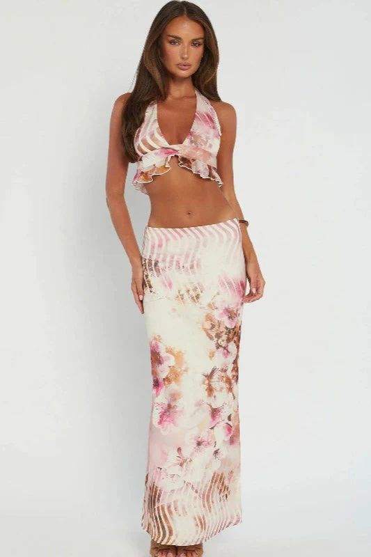 Sexy Halter Floral Print Skirt Set - Image 8
