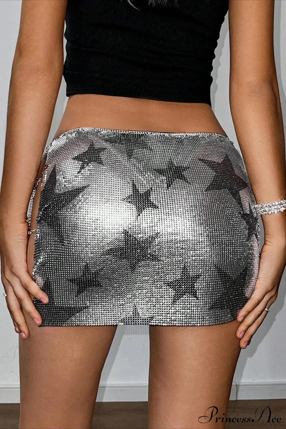 Sexy High Waist Pencil A-Line Sequin Mini Skirt - Image 2