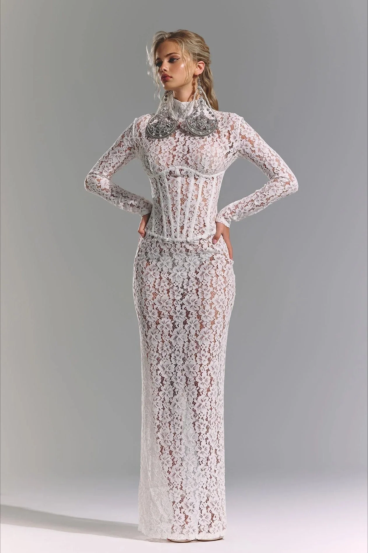 Sexy Lace Cutout Sheath Reception Dress - Image 6
