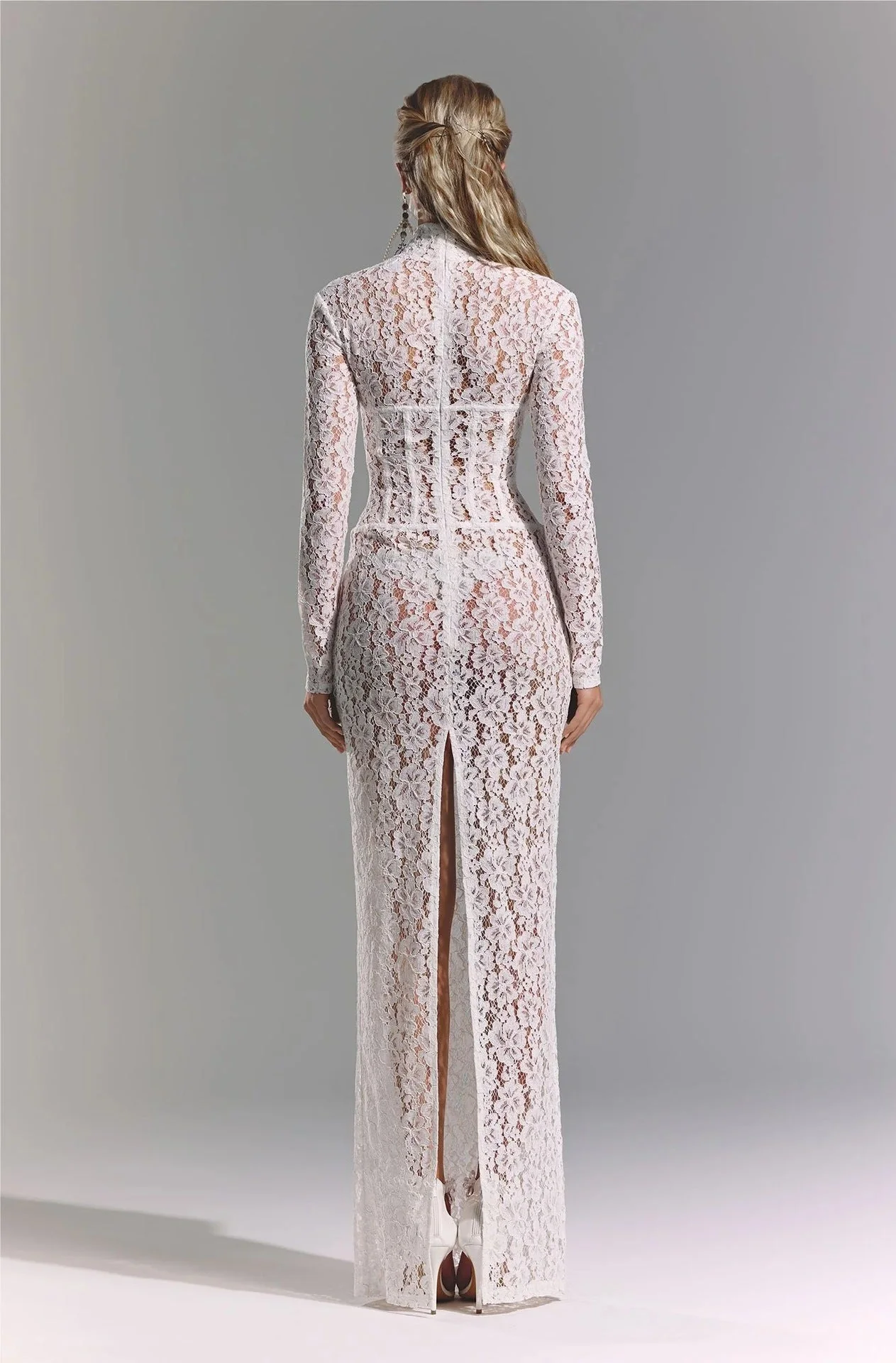 Sexy Lace Cutout Sheath Reception Dress - Image 8