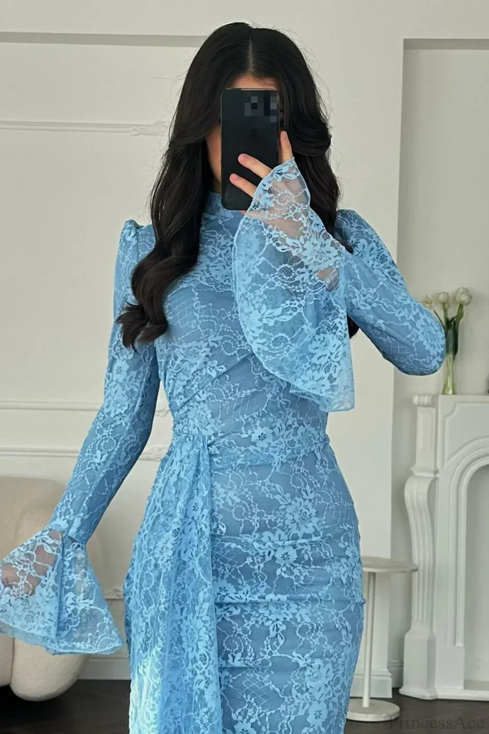 Sexy Lace Long Sleeve Bodycon Maxi Evening Dress - Image 2