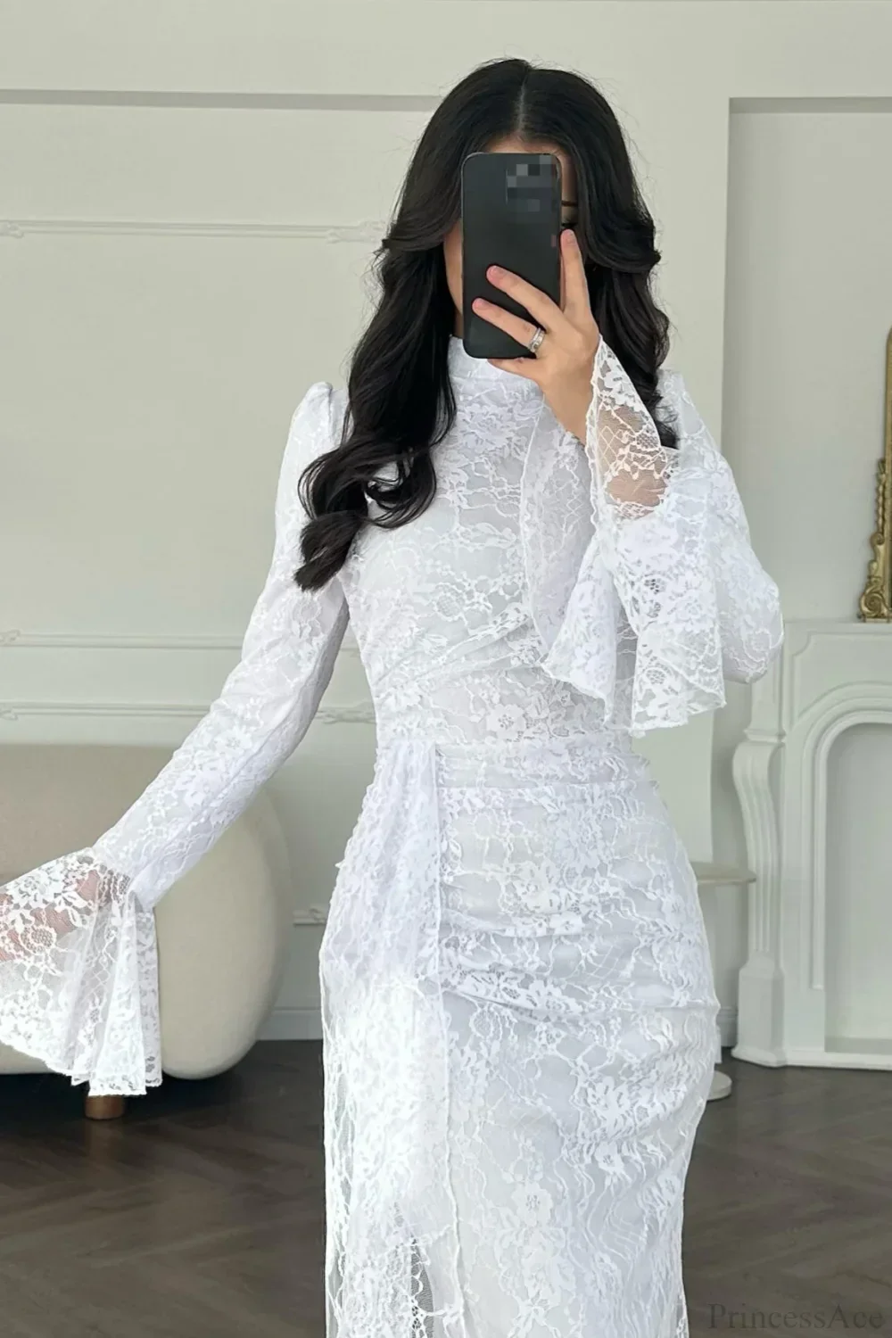 Sexy Lace Long Sleeve Bodycon Maxi Evening Dress - Image 4