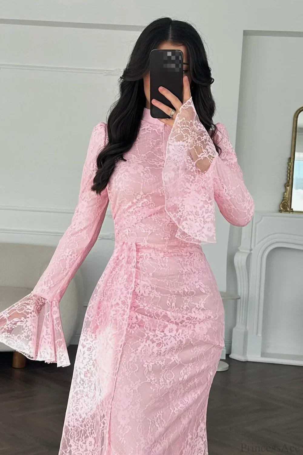 Sexy Lace Long Sleeve Bodycon Maxi Evening Dress - Image 6