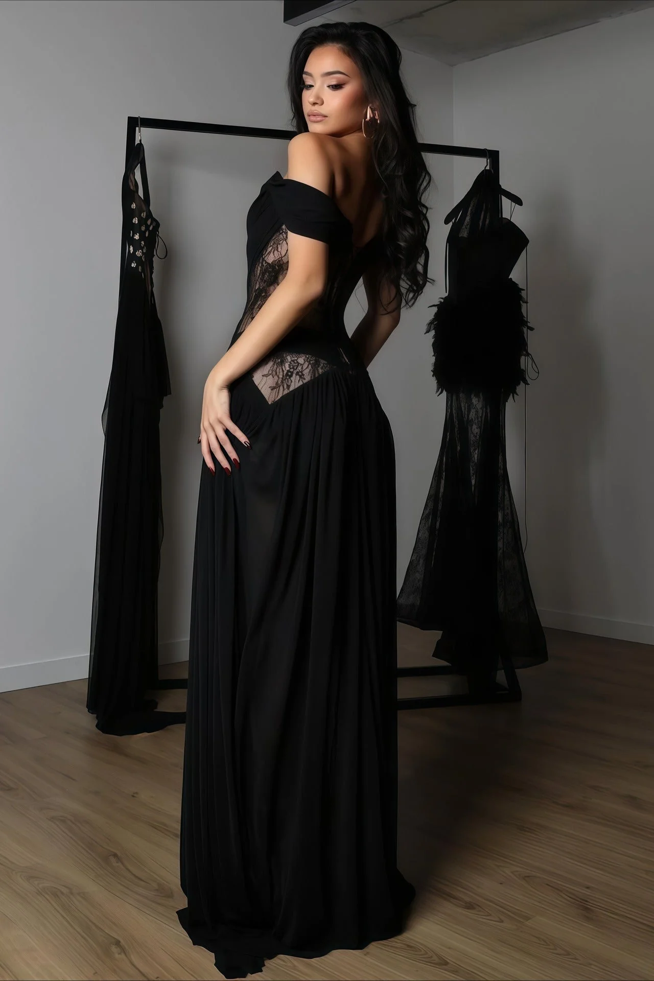 Sexy Lace Patchwork Cutout Sheer Slit Maxi Dress - Image 4