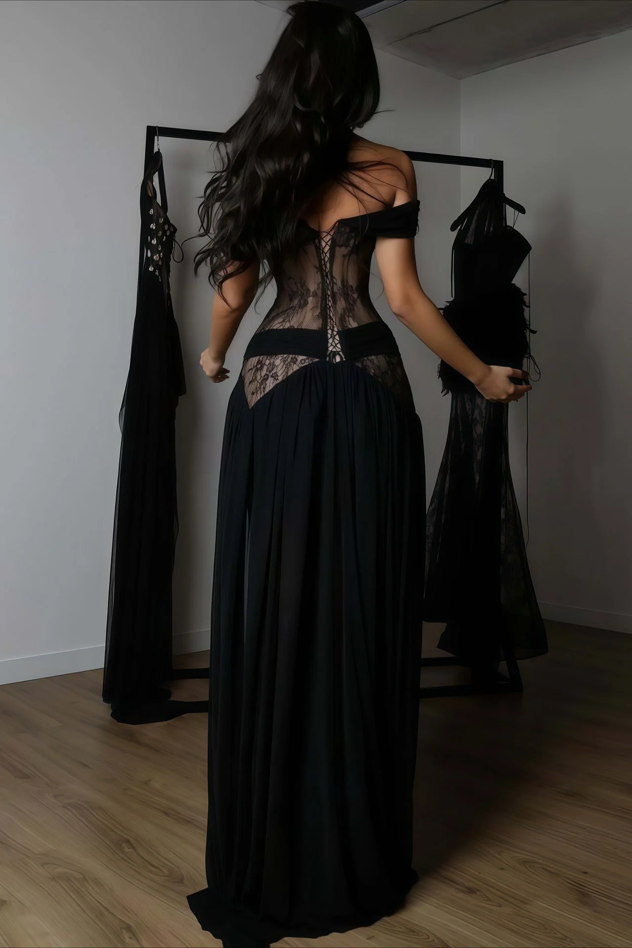 Sexy Lace Patchwork Cutout Sheer Slit Maxi Dress - Image 5