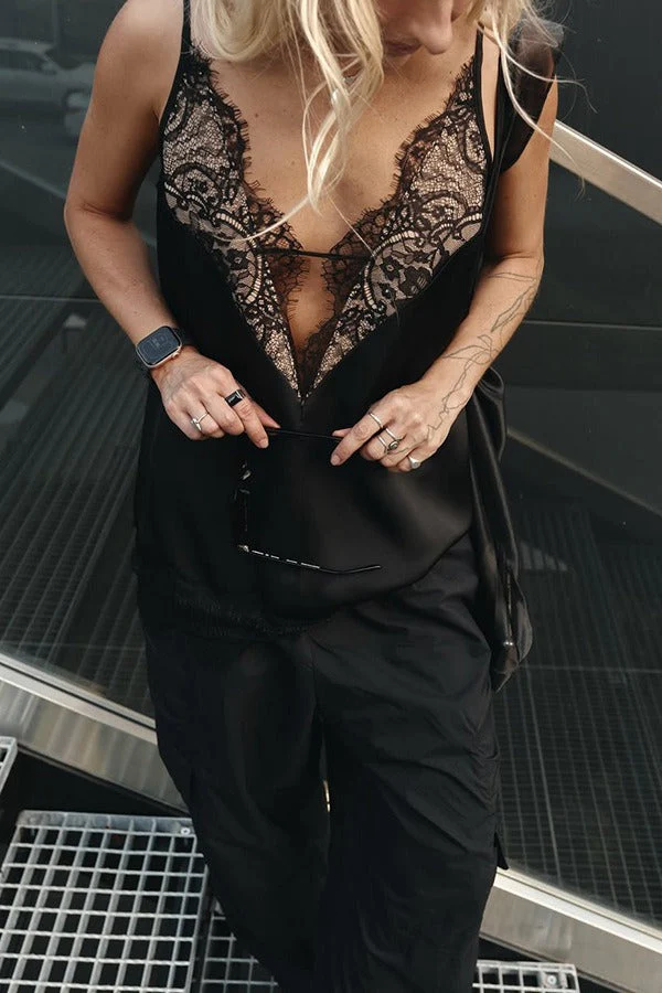 Sexy Lace Patchwork Deep V Neck Cami Top - Image 11