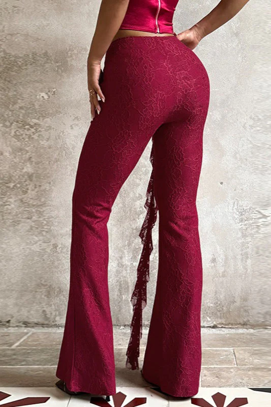 Sexy Lace Ribbon Wide Leg Fashion Pants - Image 2