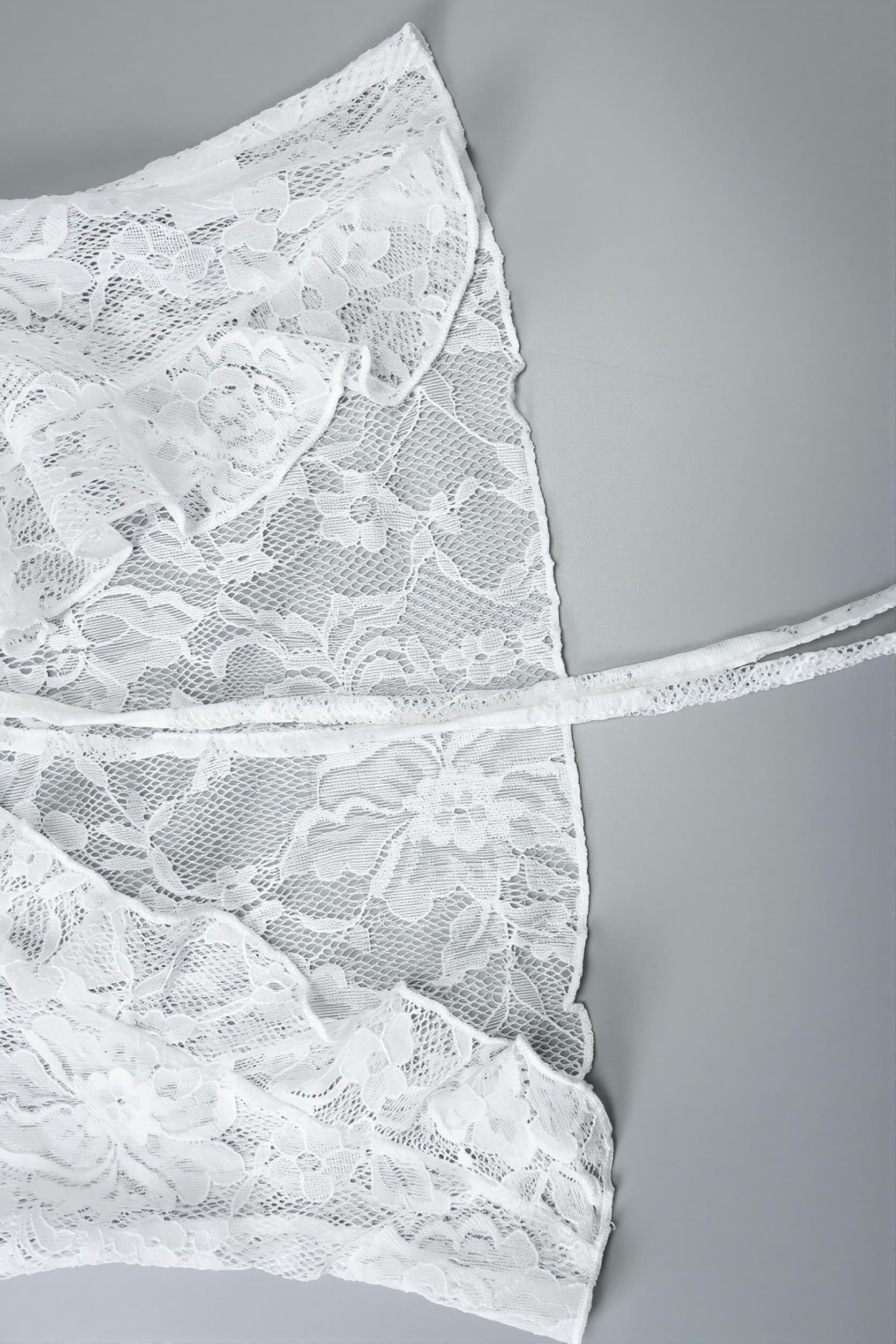 Sexy Long Sleeve Tie Front Lace Blouse - Image 6