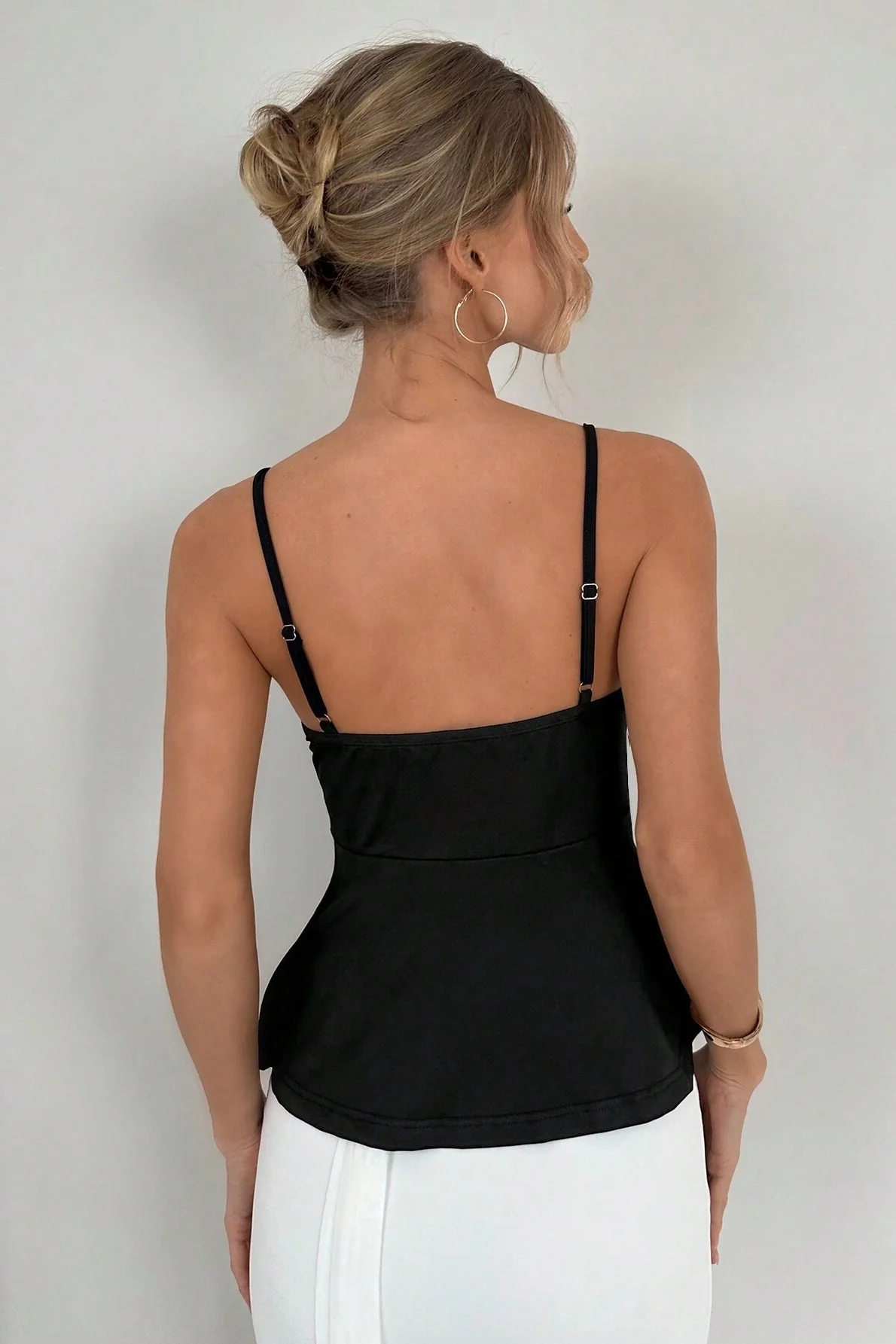 Sexy Minimal Solid Tie Slim Cami Top - Image 4