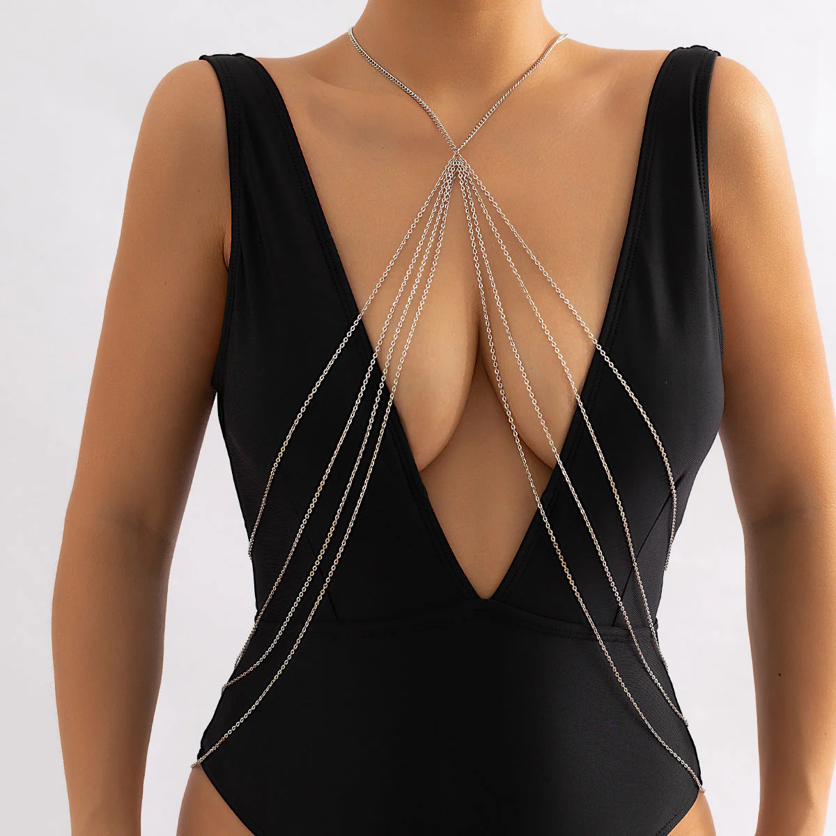 Sexy Minimalist Multi Layer Tassel Chest Body Chain - Image 6