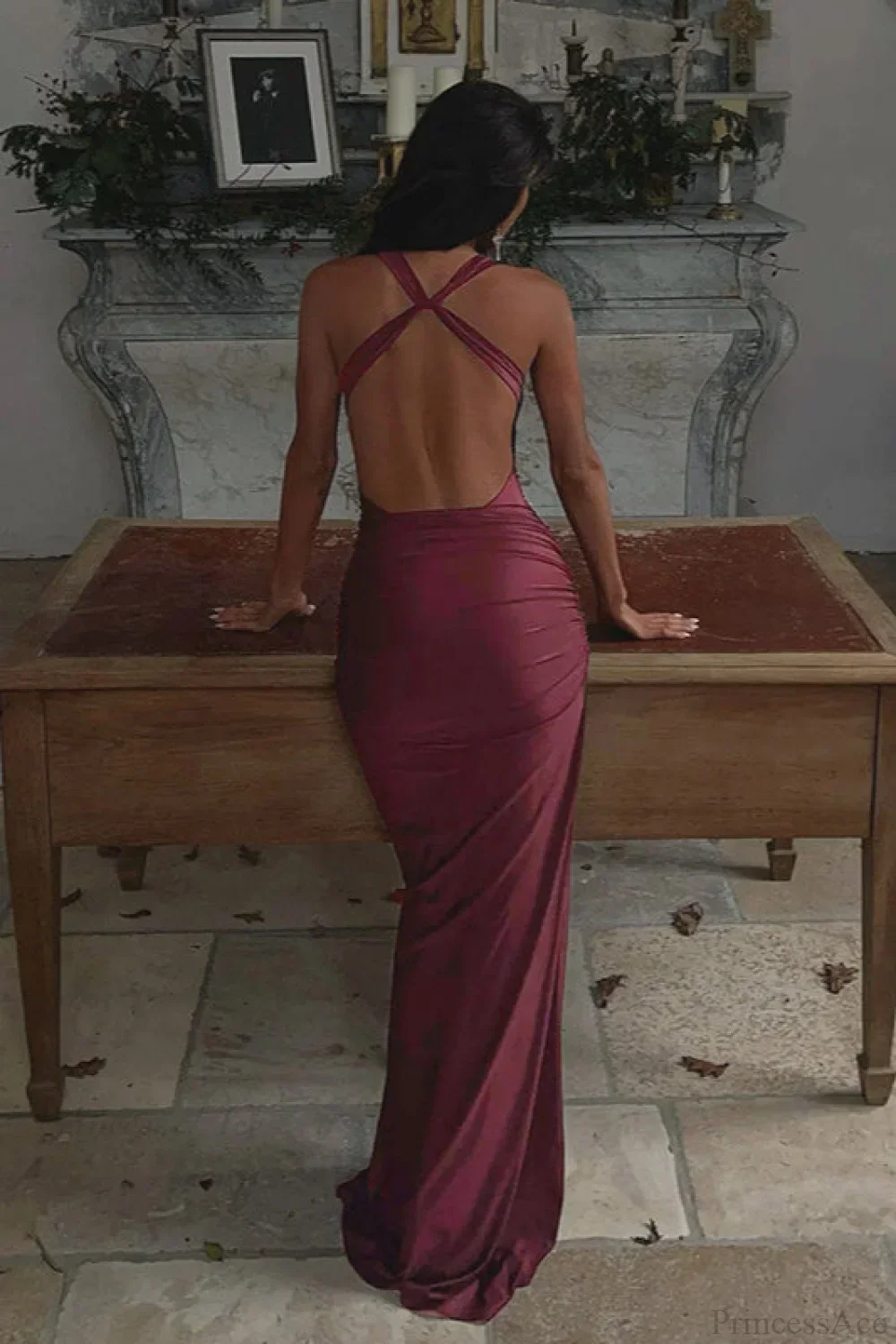Sexy Peter Pan Halter Backless Bodycon Maxi Dress - Image 4
