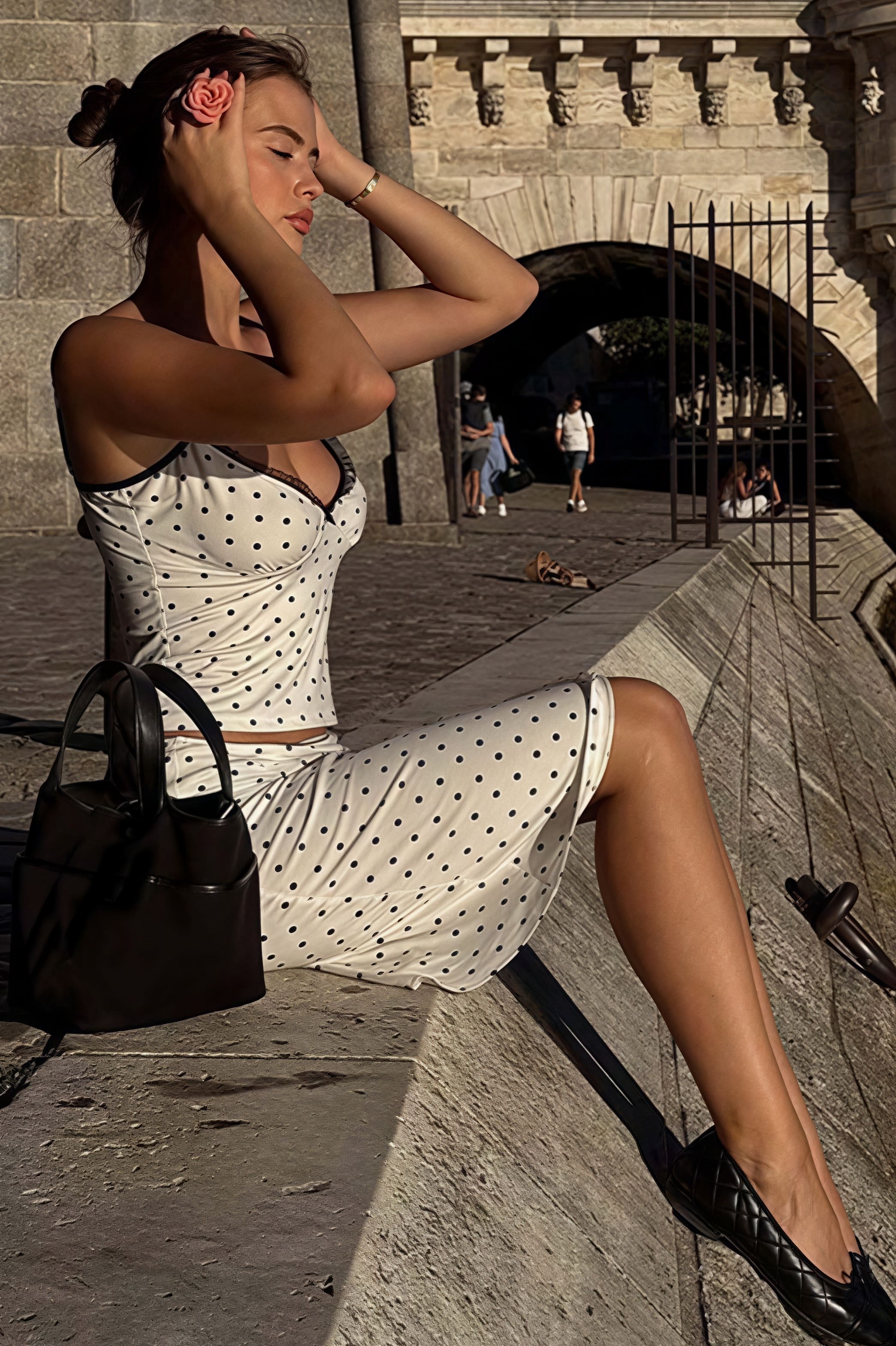 Sexy Polka Dot Cami Fitted Skirt Set - Image 4