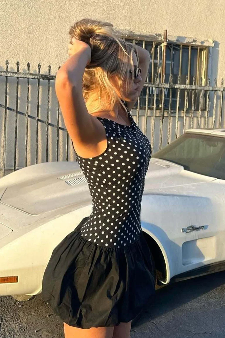 Sexy Polka Dot Cami Tulip Hem Mini Dress - Image 3