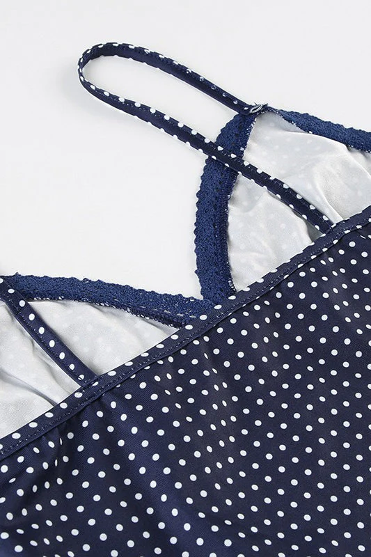 Sexy Polka Dot Color Block Lace Cami Top - Image 6