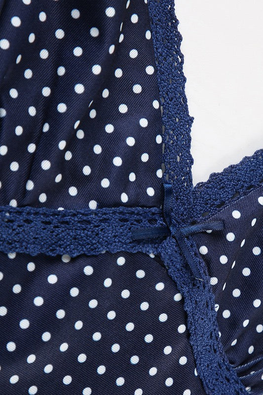 Sexy Polka Dot Color Block Lace Cami Top - Image 7