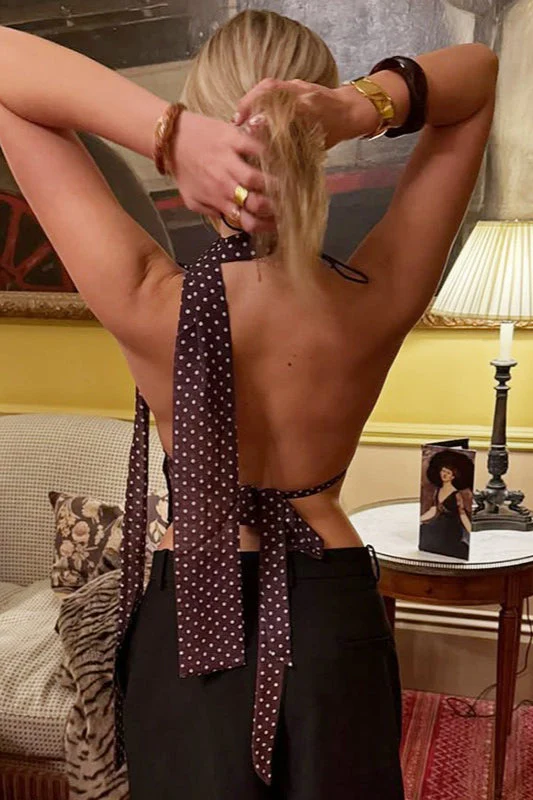 Sexy Polka Dot Deep V Tie Cami Top - Image 6