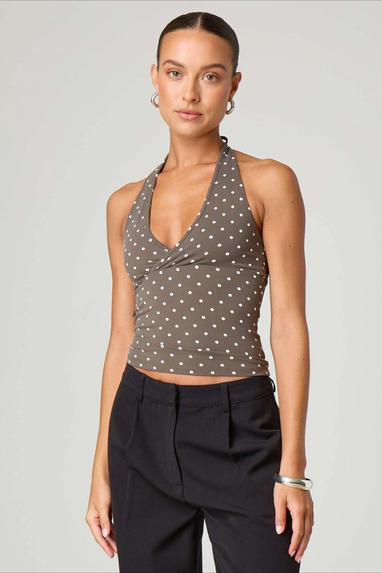 Sexy Polka Dot Plaid Slim Halter Top - Image 16