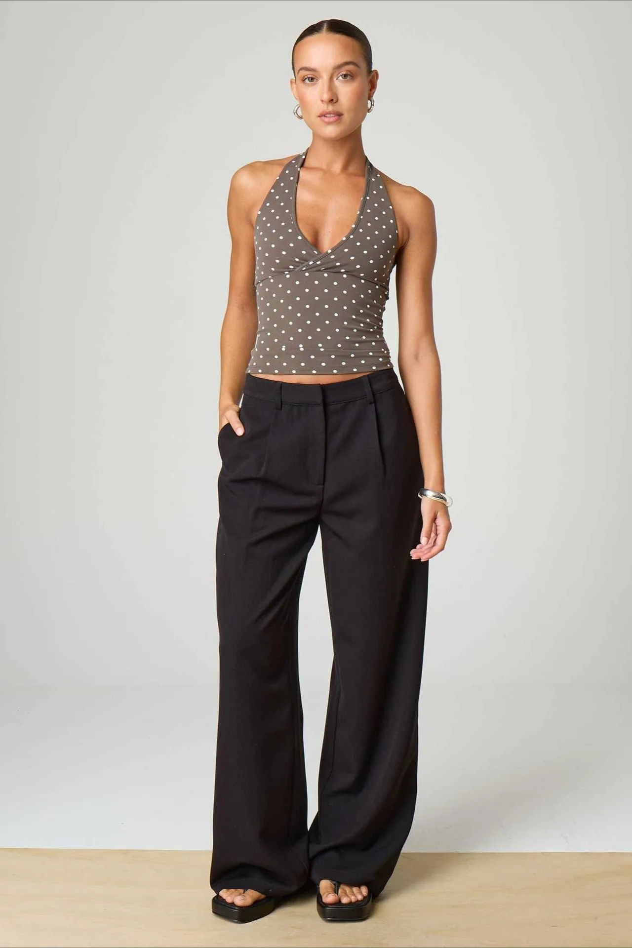 Sexy Polka Dot Plaid Slim Halter Top - Image 17