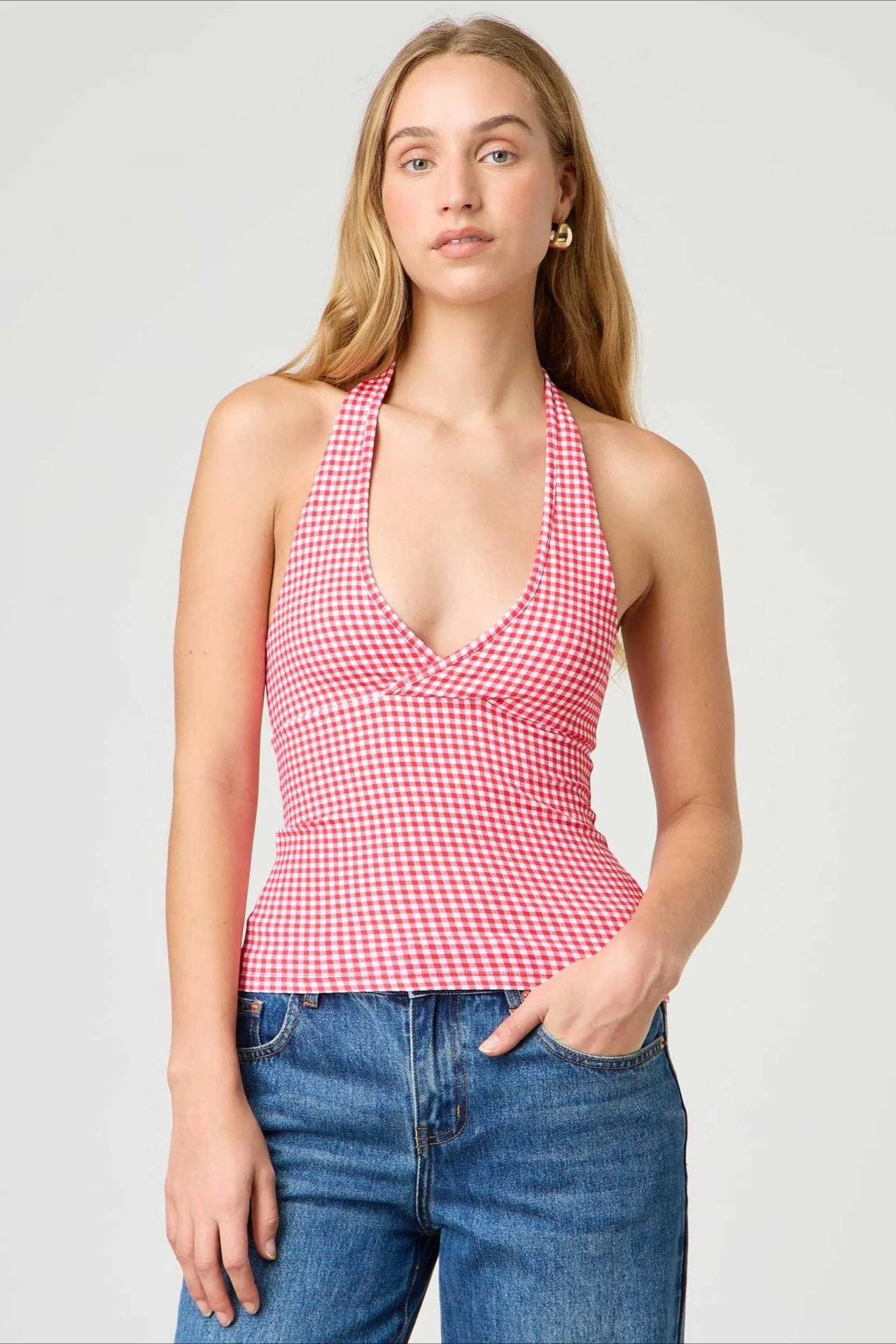 Sexy Polka Dot Plaid Slim Halter Top - Image 5