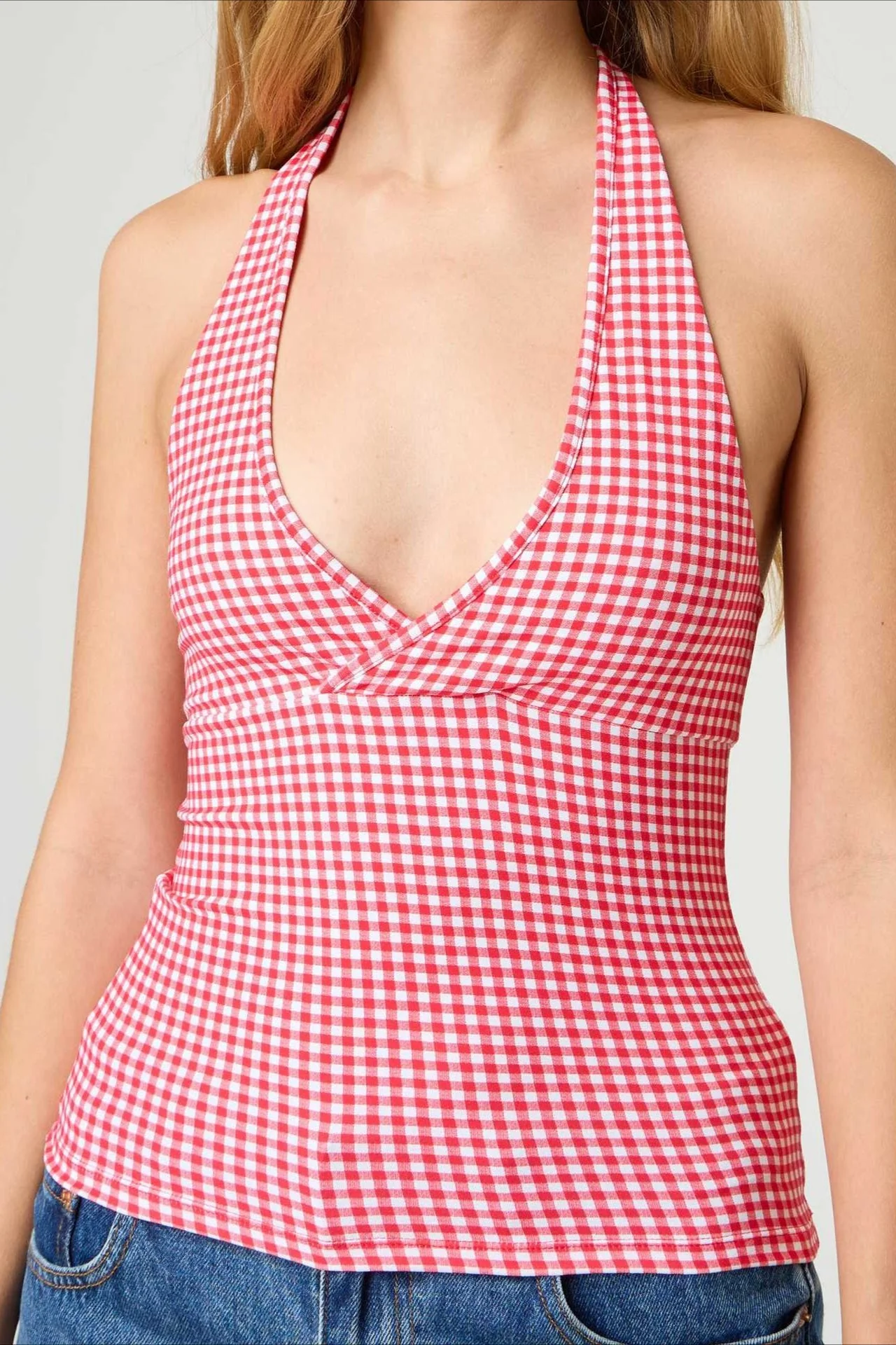 Sexy Polka Dot Plaid Slim Halter Top - Image 6