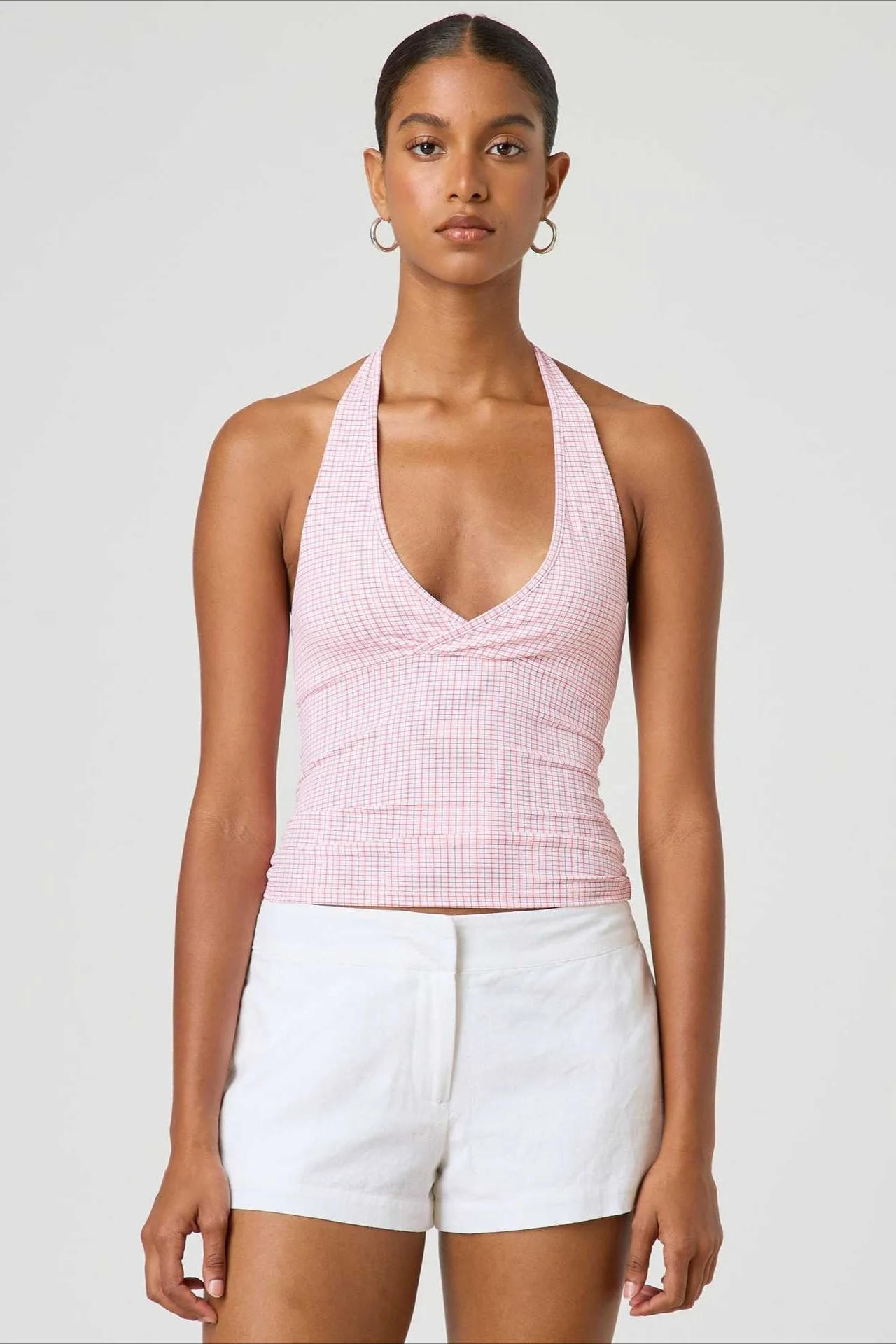 Sexy Polka Dot Plaid Slim Halter Top - Image 9