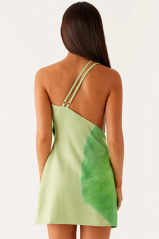 Sexy Printed Cowl Neck One Shoulder Mini Dress - Image 13