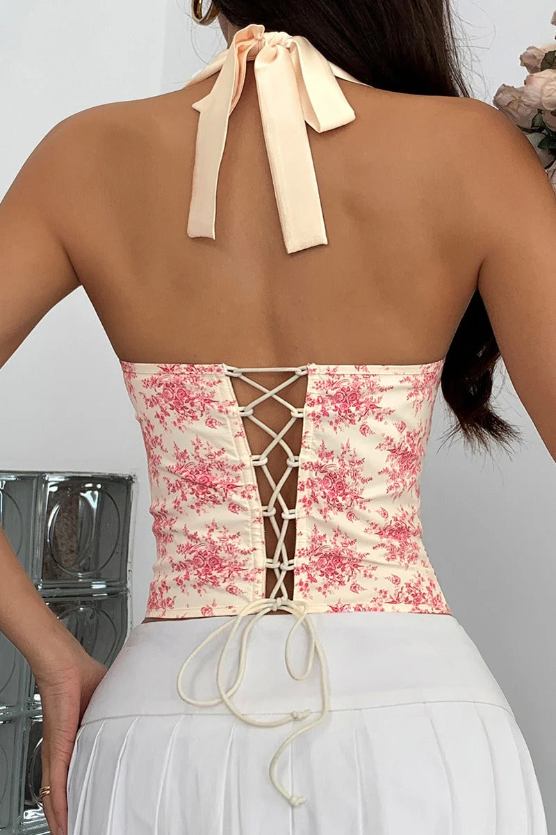 Sexy Ruffle Print Halter Bustier  Halter Top - Image 10