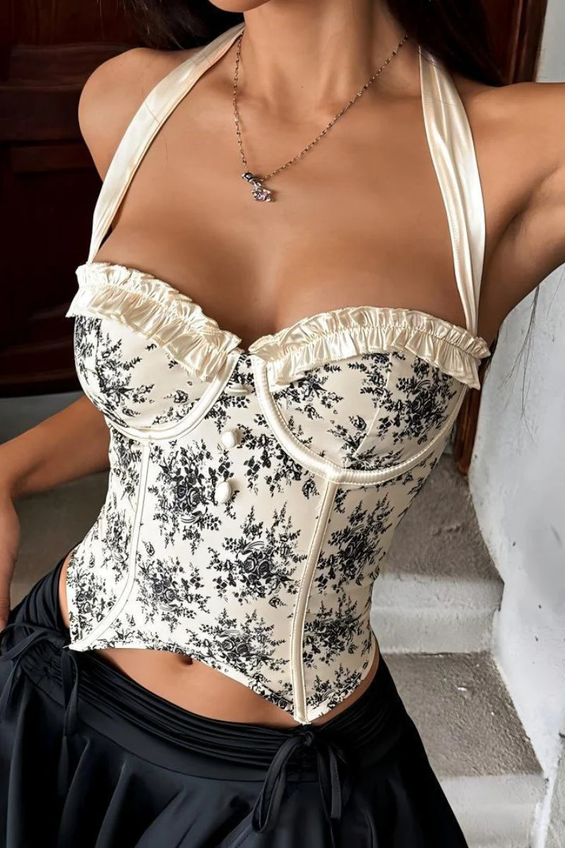 Sexy Ruffle Print Halter Bustier  Halter Top - Image 14