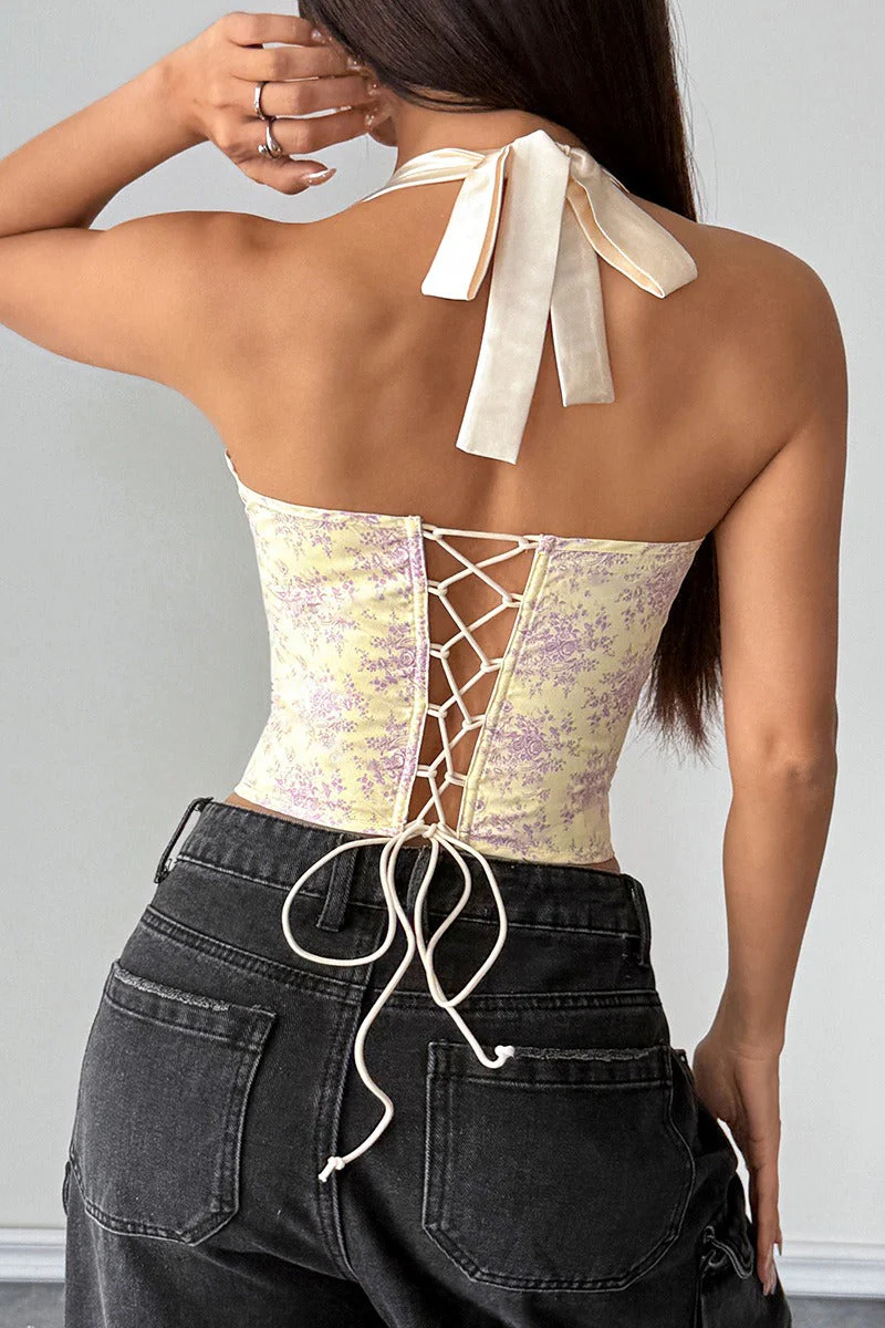 Sexy Ruffle Print Halter Bustier  Halter Top - Image 20